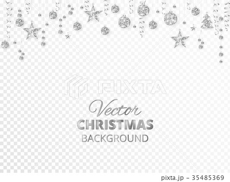 Sparkling Christmas glitter ornaments. Silver 35485369