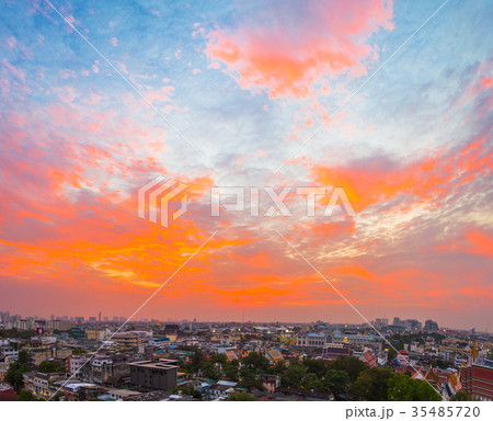 red sunset at Wat Pha Kaew of emerald Buddha red sunset at Wat Pha Kaew of emerald Buddha 35485720