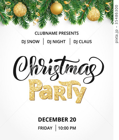 Christmas party poster. Hand written lettering 35486300