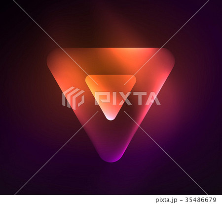 Glass glowing bright triangles on dark space 35486679