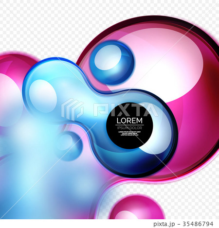 Glass bubbles on grey, modern techno liquid design 35486794