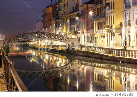 Naviglio Grande canal in Milan, Lombardia, Italy 35491539