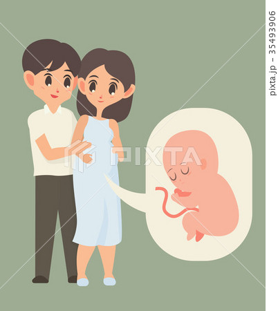 Pregnant woman with her husband and baby. 35493906