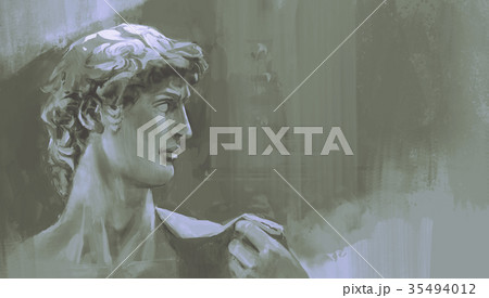 painting of Michelangelo's David statue painting of Michelangelo's David statue 35494012