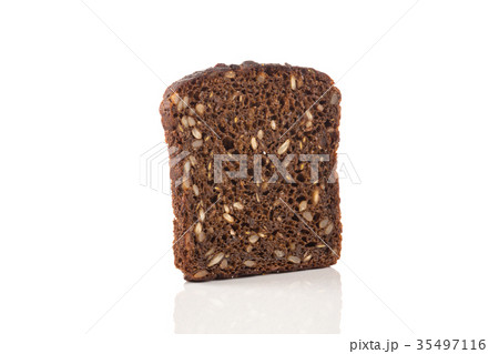 Black bread slice isolated Black bread slice isolated 35497116