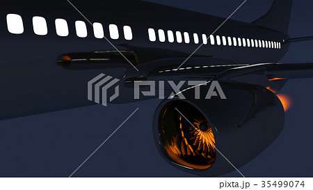 Jet engine, turbine blades of airplane, 3d render Jet engine, turbine blades of airplane, 3d render 35499074