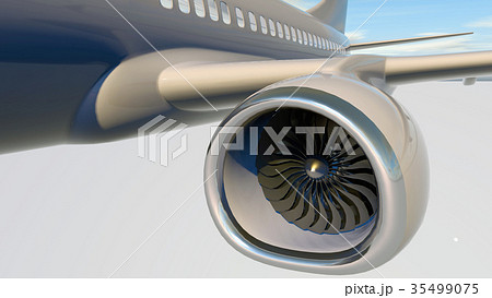 Jet engine, turbine blades of airplane, 3d render Jet engine, turbine blades of airplane, 3d render 35499075