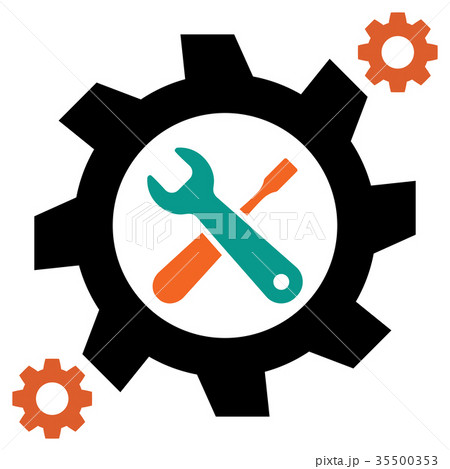 Service tool icons with gear and spanner Service tool icons with gear and spanner 35500353