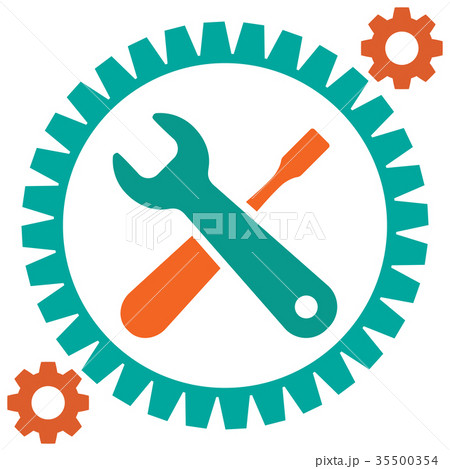 Service tool icons with gear and spanner 35500354