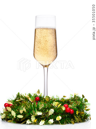 Champagne glass with christmas decoration Champagne glass with christmas decoration 35501050
