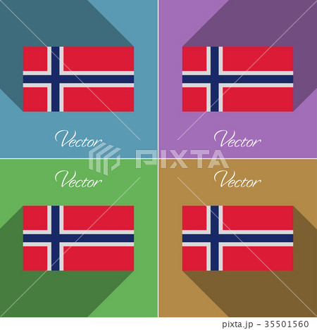 Flags Norway. Set of colors flat design and long s 35501560