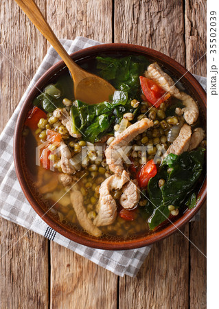Philippine mung beans soup with pork closeup Philippine mung beans soup with pork closeup 35502039