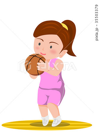 バスケットボール シュートの構え 女子のイラスト素材