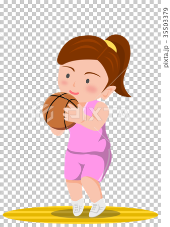 バスケットボール シュートの構え 女子のイラスト素材