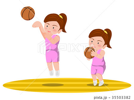 バスケットボール ジャンプシュート 女子のイラスト素材