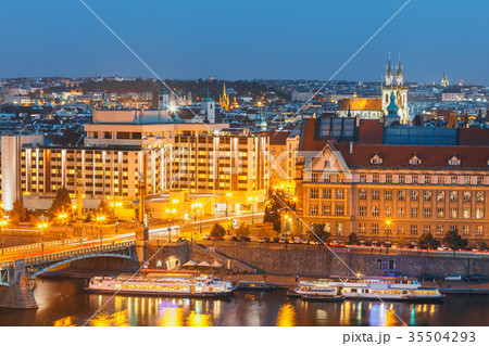 Aerial view of city center of Prague 35504293
