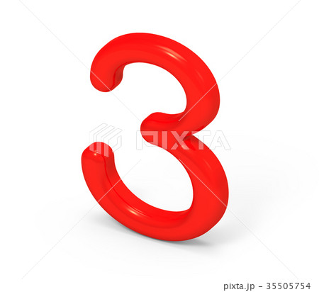 3D render red number 3 35505754
