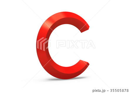 3D render red beveled alphabet C 3D render red beveled alphabet C 35505878