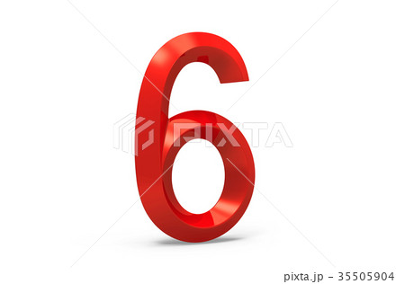 3D render red beveled number 6 35505904