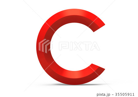 3D render red beveled alphabet C 35505911