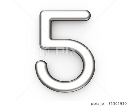 3D render metallic number 5 35505930
