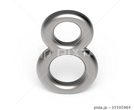 3D render metallic number 8 35505964