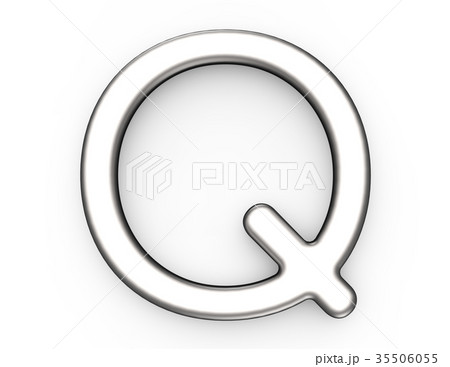 3D render metallic alphabet Q 35506055