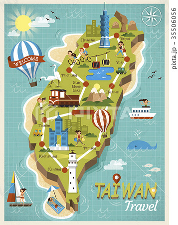 Taiwan Travel Concept Mapのイラスト素材