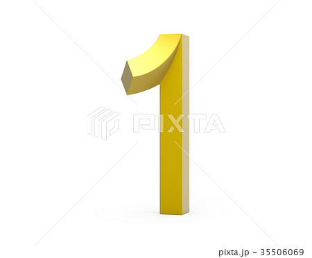 3D render golden beveled number 1 35506069