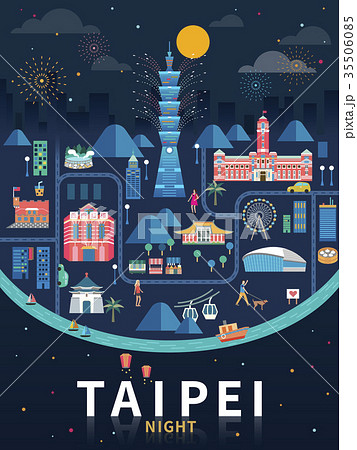 Taipei night flat design 35506085