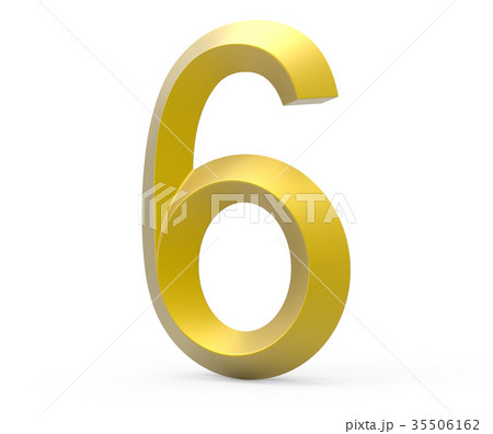 3D render golden beveled number 6 3D render golden beveled number 6 35506162
