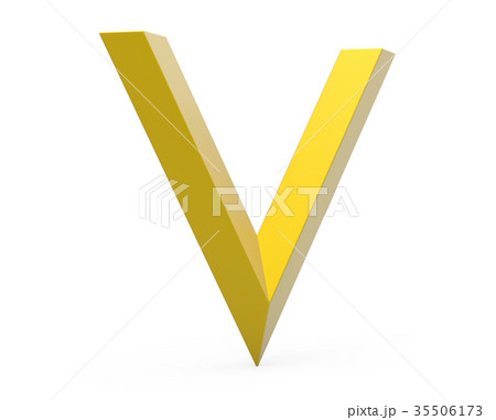 3D render golden beveled alphabet V 35506173