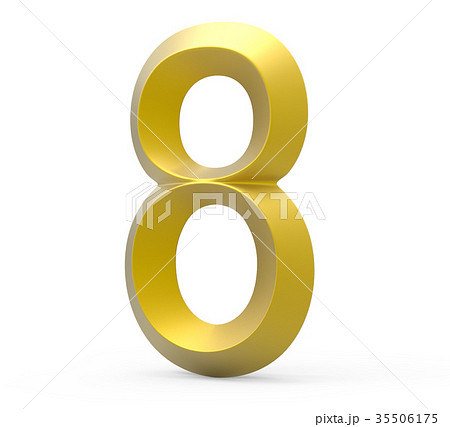3D render golden beveled number 8 35506175