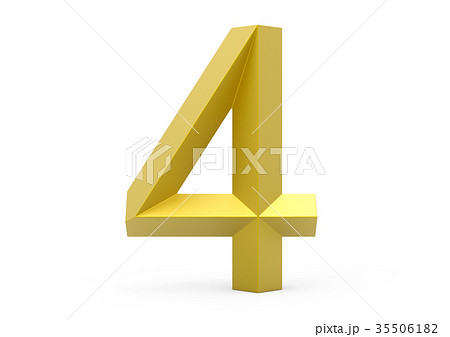 3D render golden beveled number 4 35506182