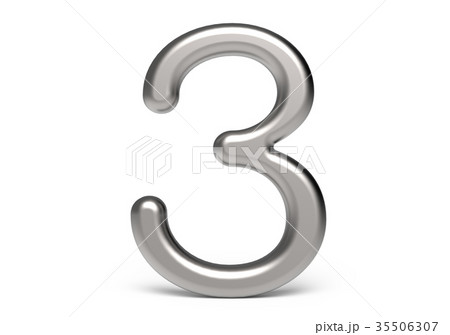 3D render metallic number 3 3D render metallic number 3 35506307
