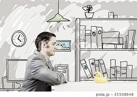 Businessman with duck 35508648
