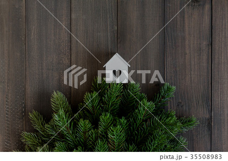 Christmas fir tree branches and home ornament Christmas fir tree branches and home ornament 35508983