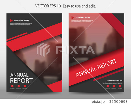 Red annual report Brochure design template vector 35509693