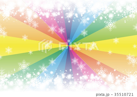 背景素材壁紙 氷 冬 雪景色 風景 積雪 冬景色 雪の結晶 放射 集中線 虹色 レインボー カラフルのイラスト素材