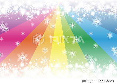 背景素材壁紙 氷 冬 雪景色 風景 積雪 冬景色 雪の結晶 放射 集中線 虹色 レインボー カラフルのイラスト素材