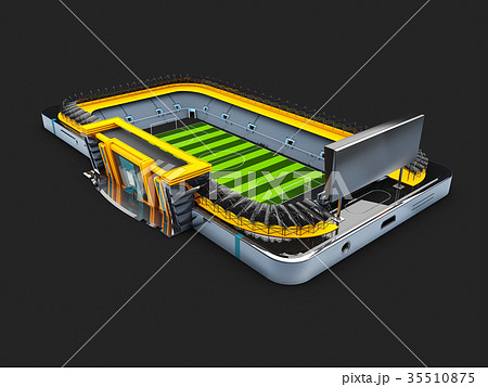 3d Illustration of Smart phone as football field 35510875