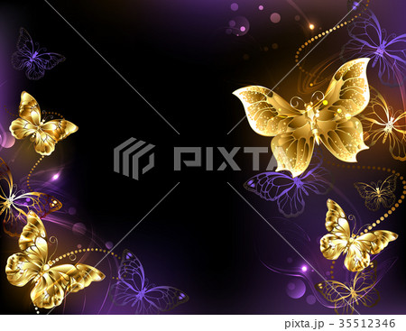 background with gold butterflies 35512346