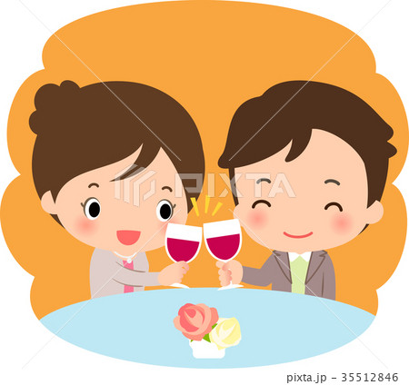 レストランで乾杯する若い男女 35512846