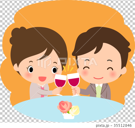 レストランで乾杯する若い男女 35512846