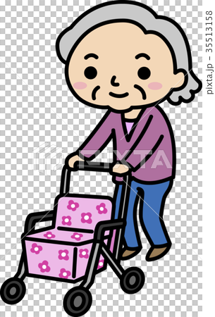 Granny pushing a silver car 35513158