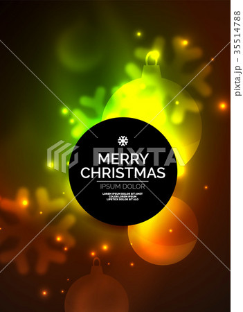 Glowing Christmas ball and snowflakes vector 35514788