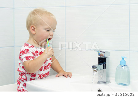 Cute toddler boy brushing teeth. Teeth cleaning 35515605