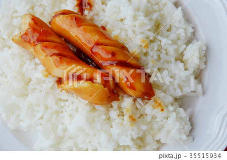 fried pork sausage dressing sweet chili sauce fried pork sausage dressing sweet chili sauce 35515934