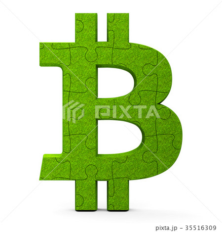 Green puzzle bitcoin sign 35516309