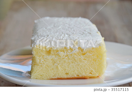 vanilla flavor milk cream cake on dish vanilla flavor milk cream cake on dish 35517115